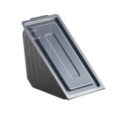 Deli View DVH1101B - Sandwich Wedge Hinged RPET Container One Compartment Black Base/Flat Clear Lid
