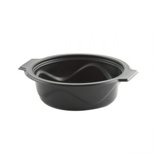 MicroRounds M216-252 - 7" Round Bowl with Handles 16 oz Polypropylene Microwavable Black Base 252 Count