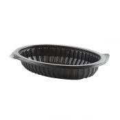 MicroRaves M912B - 8" Oval Container 12 oz Polypropylene Microwavable One Compartment Black Base