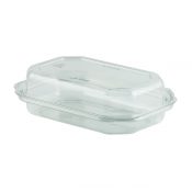 DeliView DV3712 - 7" x 5" Rectangle Hinged One Compartment Container 12 oz PETE Clear Base with Clear Lid Snack Tray