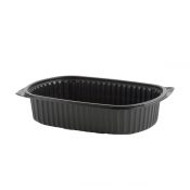 MicroRaves M710D - 10" x 7" Rectangle Polypropylene Container 48 oz Microwavable One Compartment Black Base