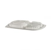 MicroRaves LH713 - 10" x 7" Rectangle Lid Microwavable Three Compartment Clear Anti-Fog Fits M713B