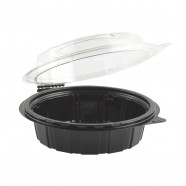 Gourmet Classic 6" Clear Dome/Black Base Hinged Shallow Clamshell