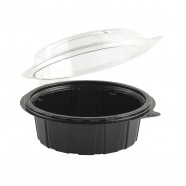 Gourmet Classic 6" Clear Dome/Black Base Hinged Deep Clamshell