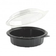 Gourmet Classic 7.5" Clear Dome/Black Base Hinged Deep Clamshell