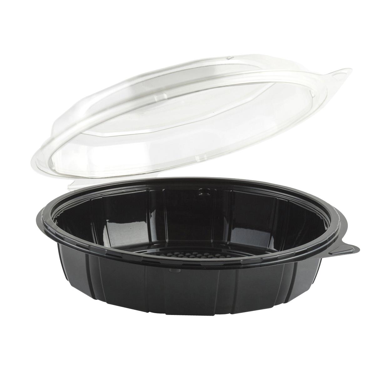 Anchor Packaging Black Base Clear Lid Hinged Container Black