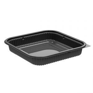 Culinary Squares CS85321B - 8" Square Container 36 oz Microwavable Polypropylene One Compartment Black Base