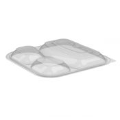 Culinary Squares CS85LH3 - 8" Square Lid Microwavable Three Compartment Polypropylene Clear Anti-Fog, Fits CS85323