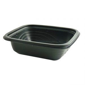 MicroRaves M616 - 7" x 6" Rectangle Container 16 oz Microwavable Polypropylene Black Base
