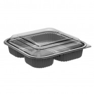 Culinary Squares CDS8531 Black 3-comp Base, 1-comp Anti-fog MW Lid, Combo Pack