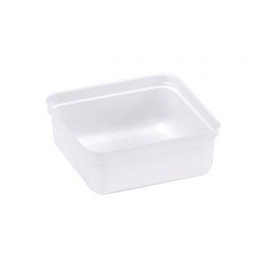 Bonfaire BF6200 - 3" Square Container One Compartment PVC Insert Dish White PS Insert for Executive Meal Tray BF5200