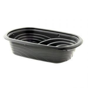 MicroRaves M432 - 9" x 6" Rectangle Polypropylene Container 32 oz Microwavable One Compartment Black Base