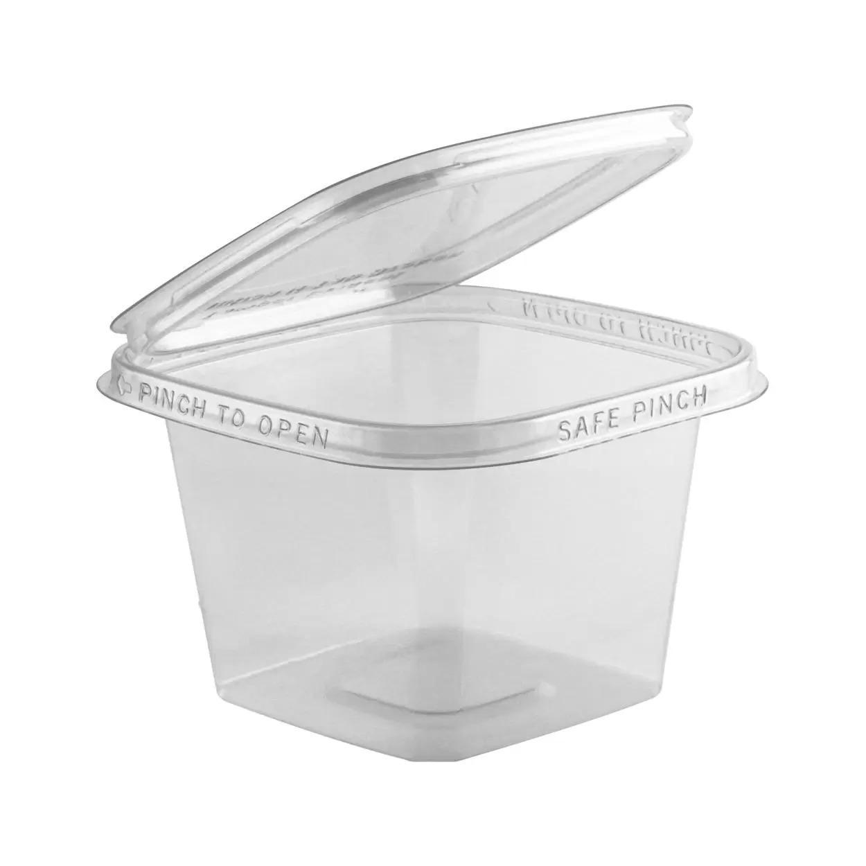 Inline Plastics Safe-T-Chef 35 oz. Tamper-Resistant, Tamper-Evident Vented  Rectangular Hinged Container with