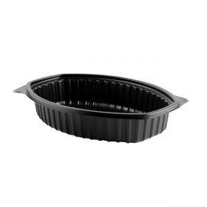 MicroRaves M924 - 9" Oval Container 24 oz Polypropylene Microwavable One Compartment Black Base